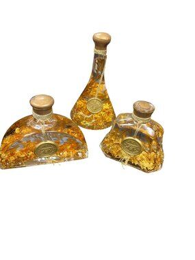 Blooming Rose Glass set Gold leaf flowers for decor or paperweight SKU 10-356